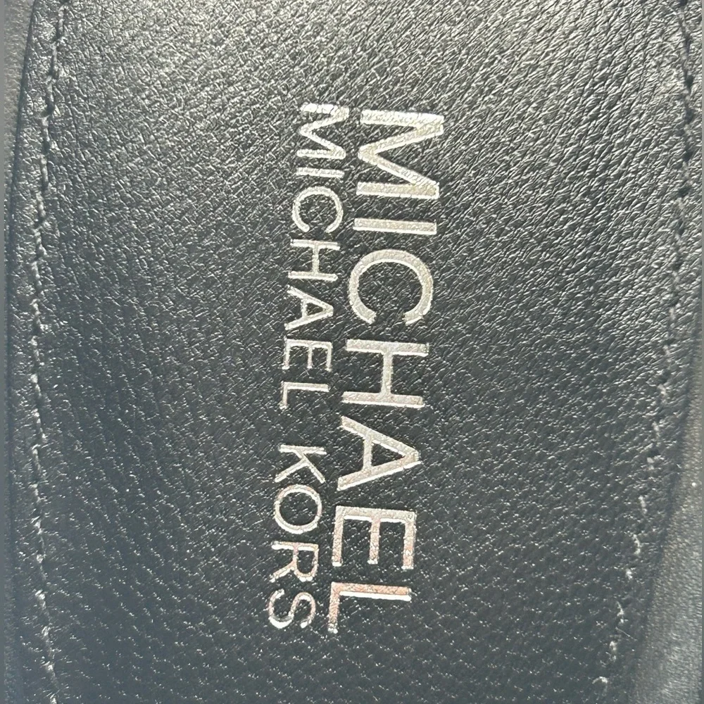Michael Kors Halle Mule Pump Leather Black Pointed Toe Heels Size 7.5M NIB - Picture 12 of 14